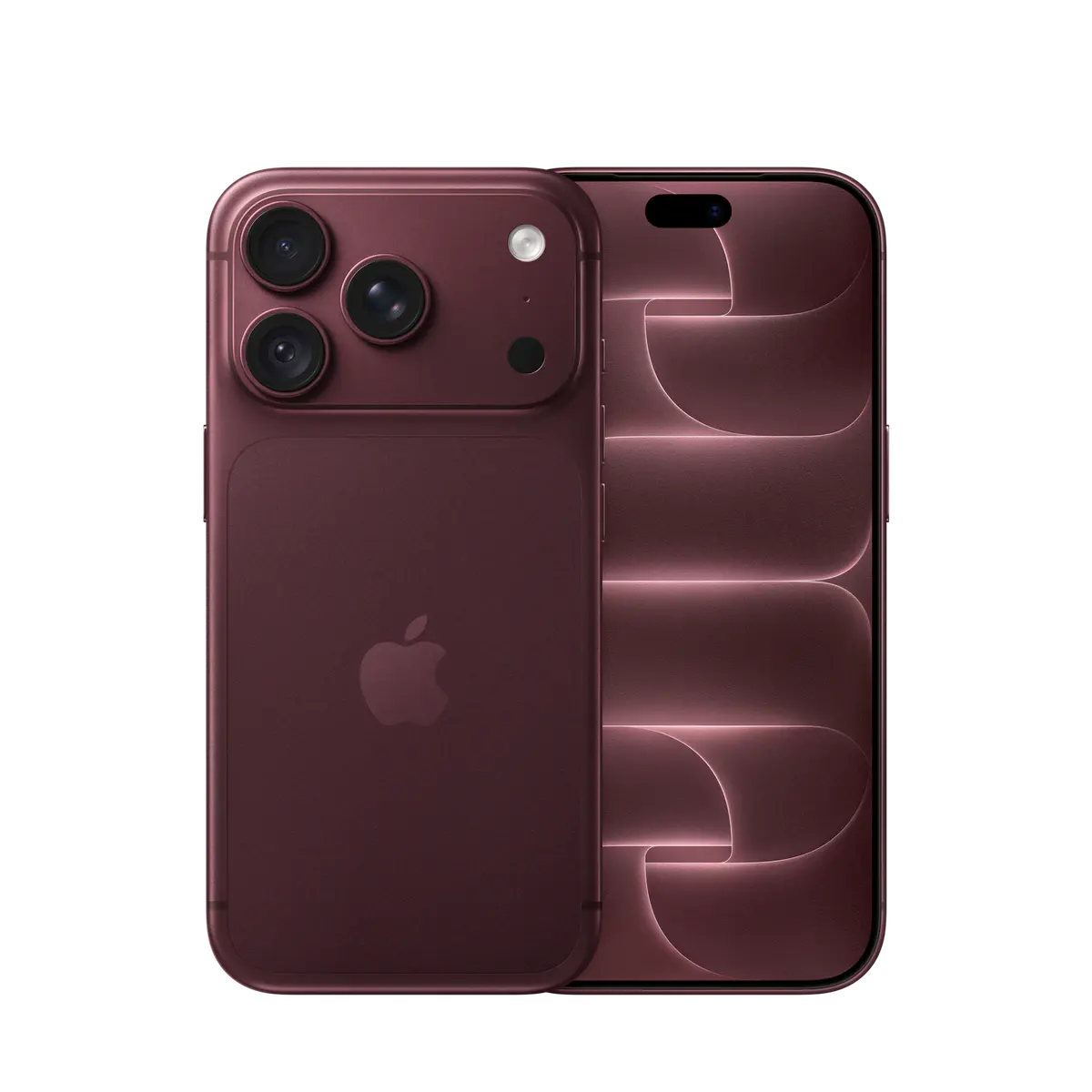 iPhone 18 Pro Max en Borgoña, por detrás y de frente